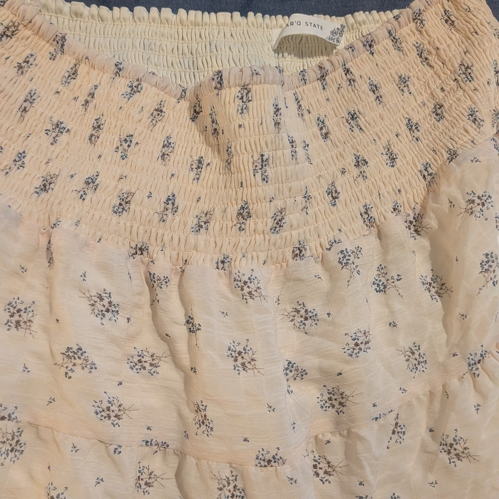 Altar'd State Cream Maxi Skirt with Blue Floral Print - Picture 10 of 10